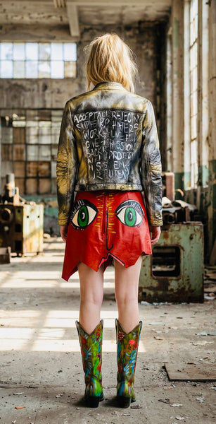 LEATHER MINI SKIRT "EYES"