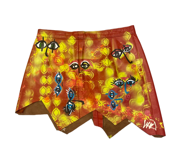 LEATHER MINI SKIRT "EYES"