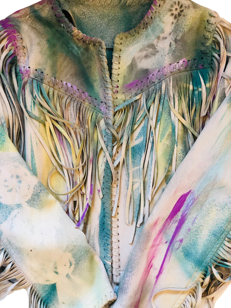 LRR HAND-PAINTED UNICORN FRINGE JACKET